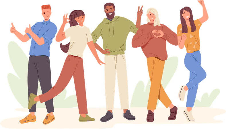 Happy people showing positive gesture  Illustration