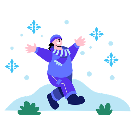 Happy people when it snows  Illustration