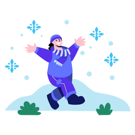 Happy people when it snows  Illustration