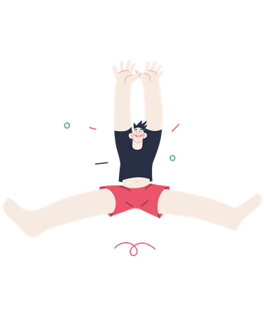 Happy person jumping in air  Illustration