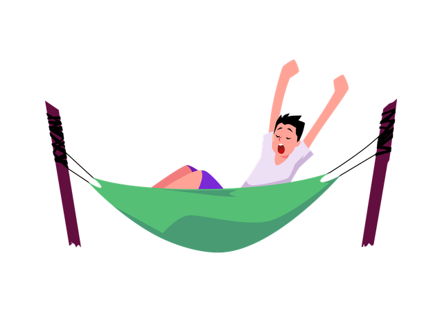 Happy person stretching in hammock  Illustration