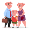 pig family in clothes illustration
