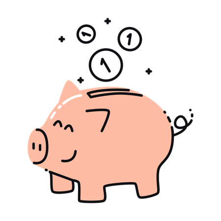 Happy Piggy Bank  Illustration