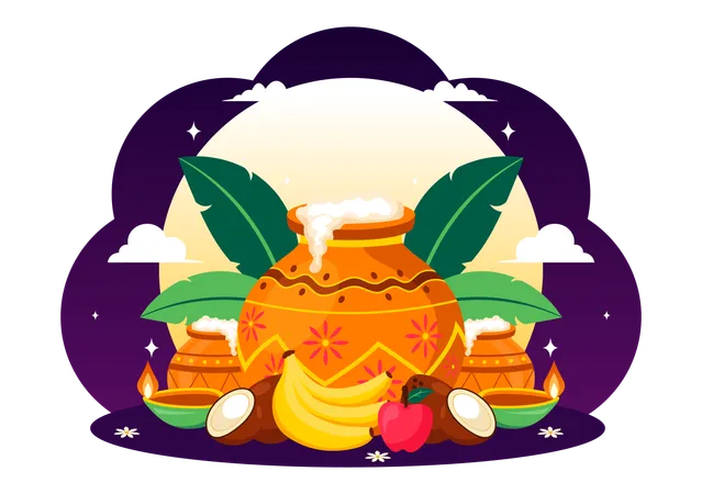 Happy Pongal Celebration  Illustration