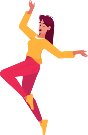 Happy Positive Woman Feel Happiness Jumping And Laugh Isolated On White Background Female Character In Trendy Clothes Jump In Air Rejoice Fun Emotions Concept Cartoon People Vector Illustration Illustration