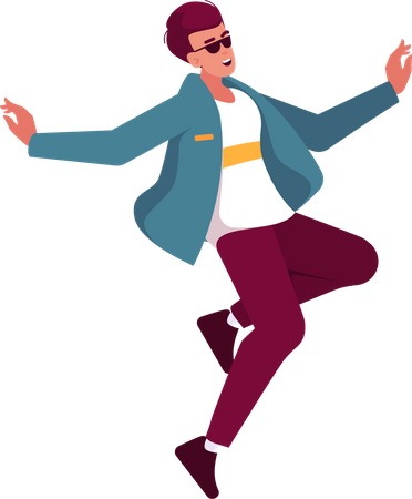 Happy positive young man dancing  Illustration