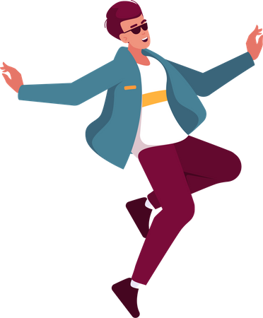 Happy positive young man dancing  Illustration