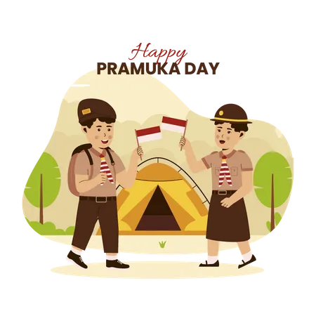 Happy Pramuka Day  Illustration