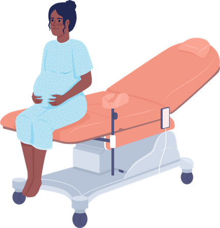 Happy pregnant lady in gynaecologist office Illustration