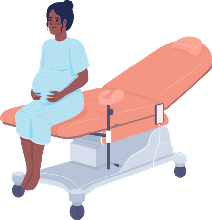 Happy pregnant lady in gynaecologist office  Illustration