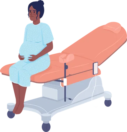 Happy pregnant lady in gynaecologist office  Illustration