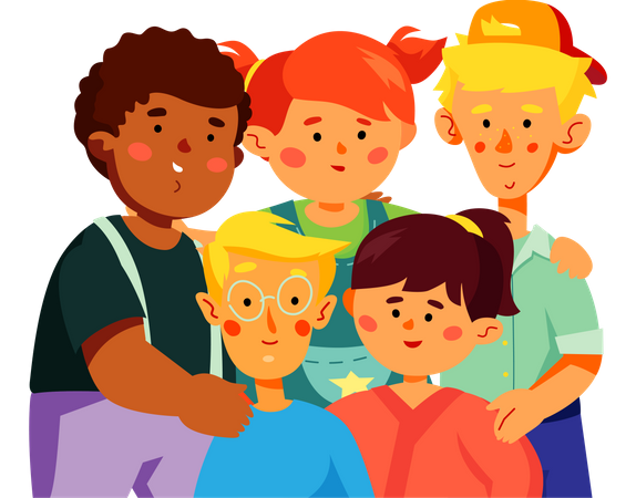 Happy preschool children  Illustration