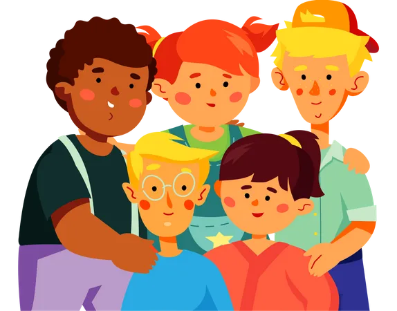 Happy preschool children  Illustration