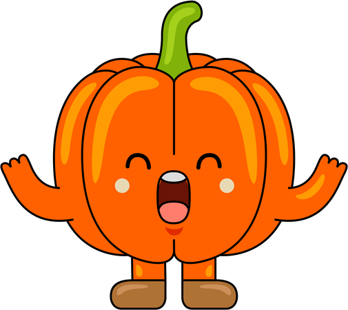 Happy Pumpkin Mascot  Illustration