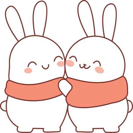 Happy Rabbit Couple Hugging  Illustration