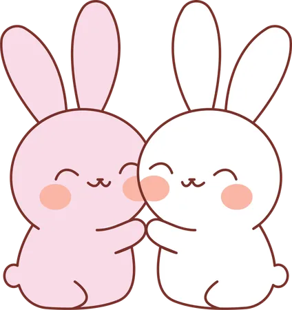 Happy Rabbit Hugging While Smiling  Illustration