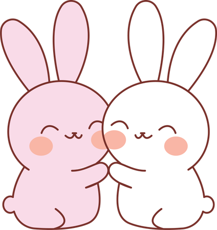 Happy Rabbit Hugging While Smiling  Illustration