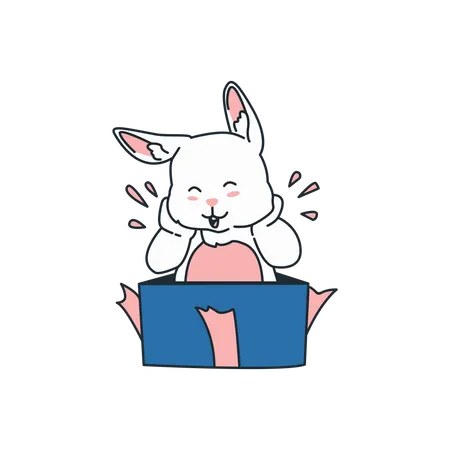 Happy Rabbit in box  Illustration