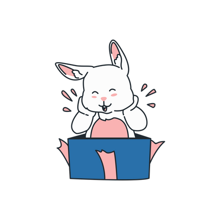 Happy Rabbit in box  イラスト