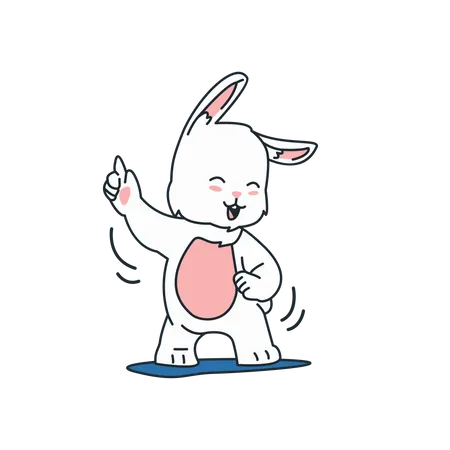 Happy rabbit pointing up  Illustration