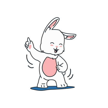 Happy rabbit pointing up  イラスト