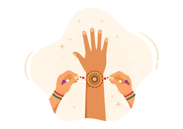 Happy Raksha Bandhan Cartoon Illustration With Sister Tying Rakhi On Her Brothers Wrist To Signify Bond Of Love In Indian Festival Celebration Illustration