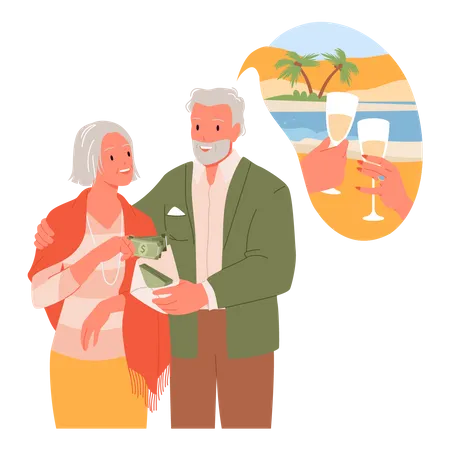 Happy Retirement And Planning Vacations  Illustration