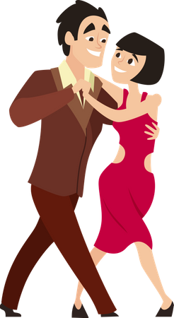 Happy Romantic Couple Dance  Illustration