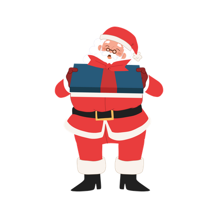 Happy Santa claus is giving gift box Illustration