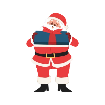 Happy Santa claus is giving gift box Illustration