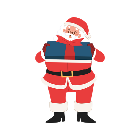 Happy Santa claus is giving gift box  Illustration