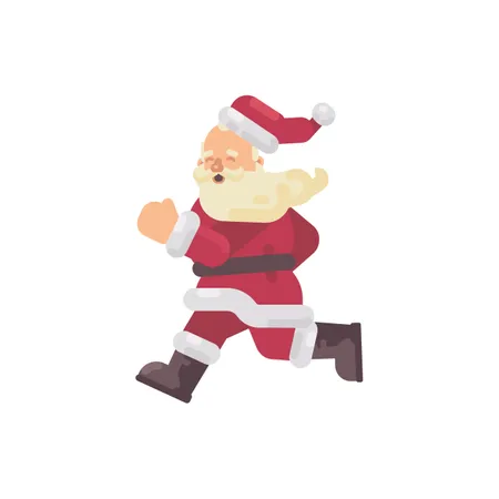 Happy Santa Claus Running Flat Christmas Character Illustration  Illustration