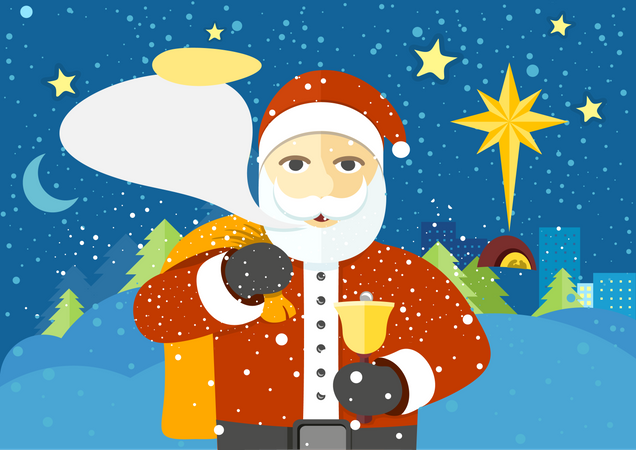 Happy Santa Claus with Speech Bubble  Illustration