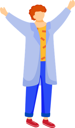 Happy science student in lab coat  일러스트레이션