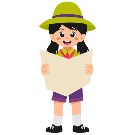 Happy Scout Girl  Illustration