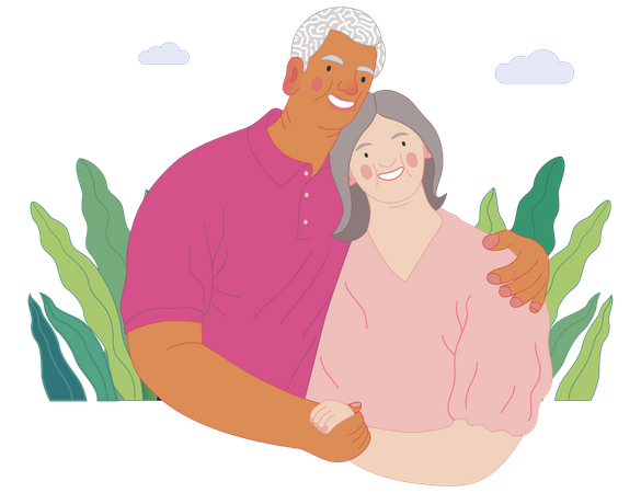 Happy Senior Couple Illustration
