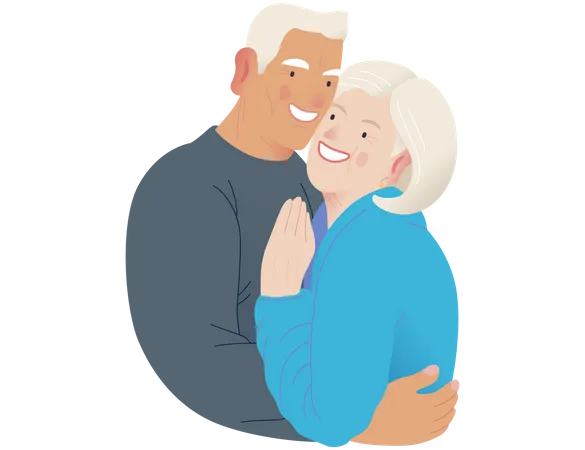 Happy Senior Couple Illustration
