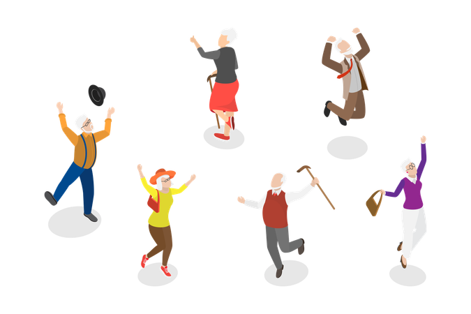 Happy Seniors dancing together  Illustration