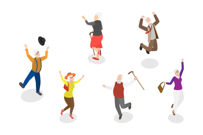 Happy Seniors dancing together  Illustration