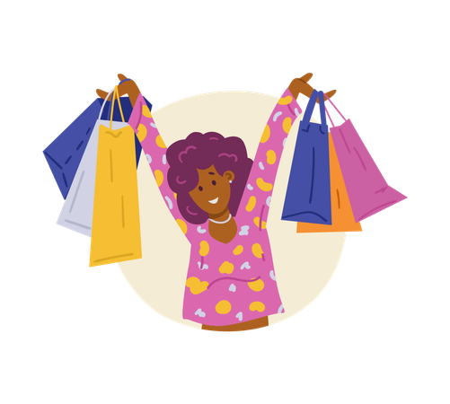 Happy shopper hold shopping bag  Illustration