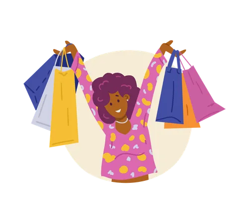 Happy shopper hold shopping bag  Illustration