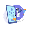 illustration for robot carrying shopping bag