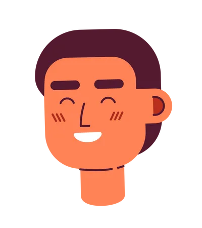 Happy Short Haired Man With Closed Eyes Semi Flat Vector Character Head Colorful Avatar Icon Editable Cartoon User Portrait Simple Colour Spot Illustration For Web Graphic Design And Animation Illustration