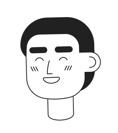 Happy short haired man with closed eyes  Illustration