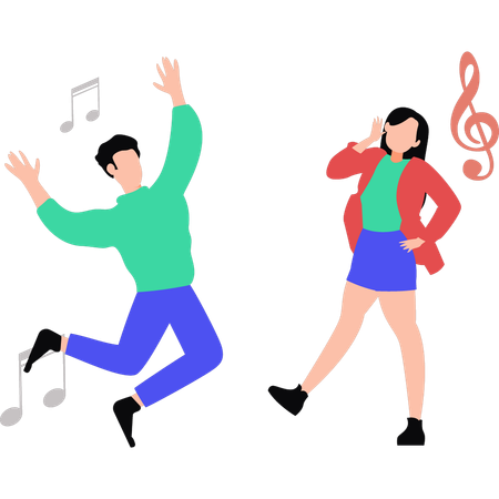 Happy siblings dancing in party  Illustration