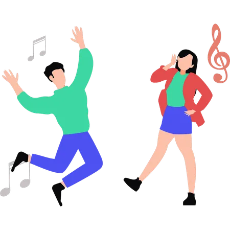 Happy siblings dancing in party  Illustration