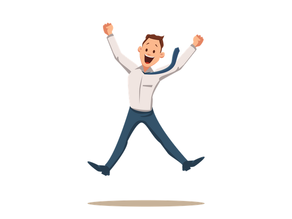 Happy Smiling Businessman Coworker Jumping  Illustration