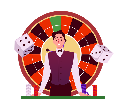 Happy smiling croupier man  Illustration