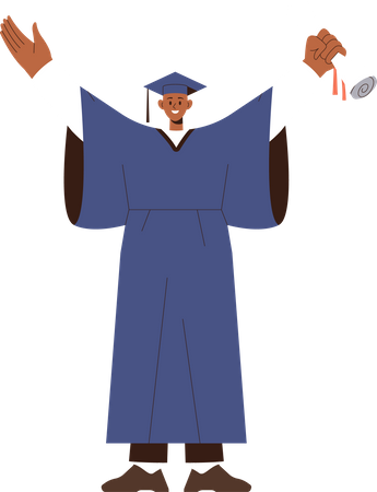 Happy smiling graduate student with graduate certificate  Illustration