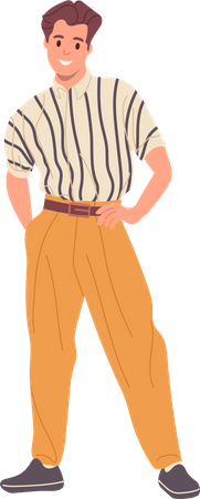 Happy smiling man wearing 90s fashion style clothing  Illustration